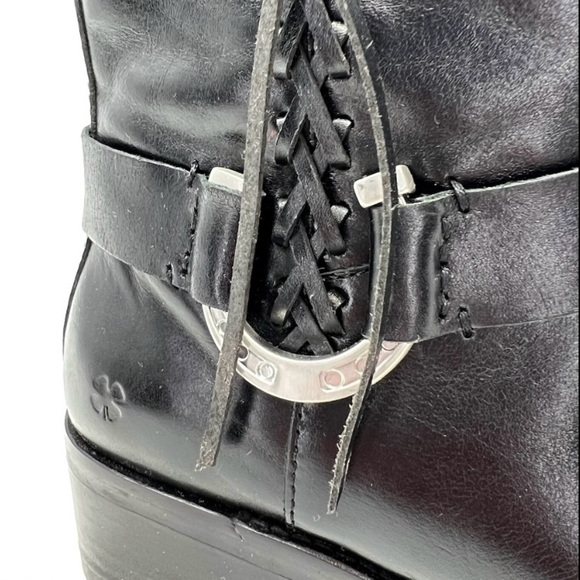 NEW Lucky Brand Kamany Boots Size 6.5 Black Leather Moto Biker Western New - Picture 9 of 11